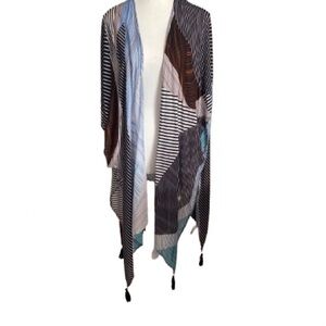 Elegant Striped Women's Viscose Cape